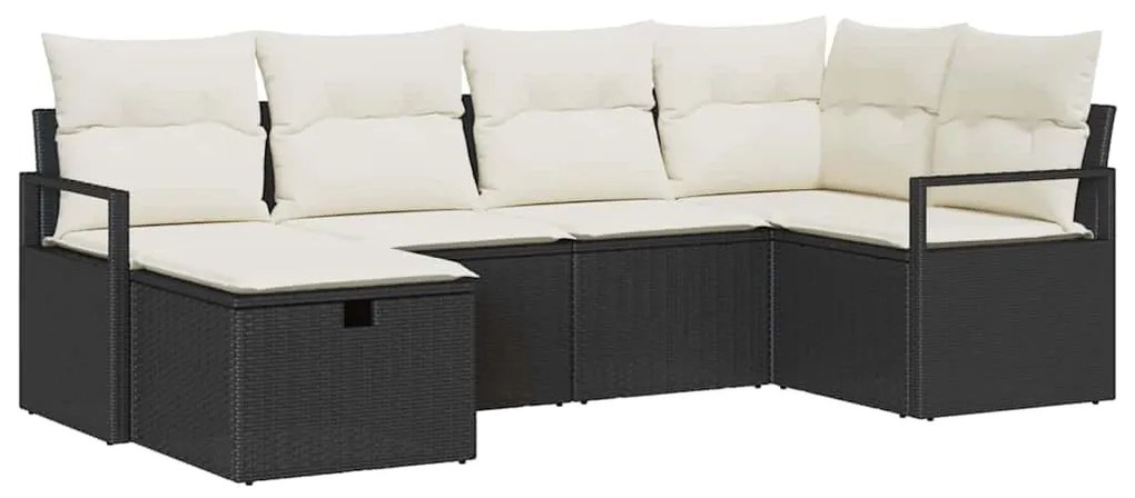Kerti Kanapé Szett 6 pcs Fekete és krémszínű 232 x 122 x 85 cm