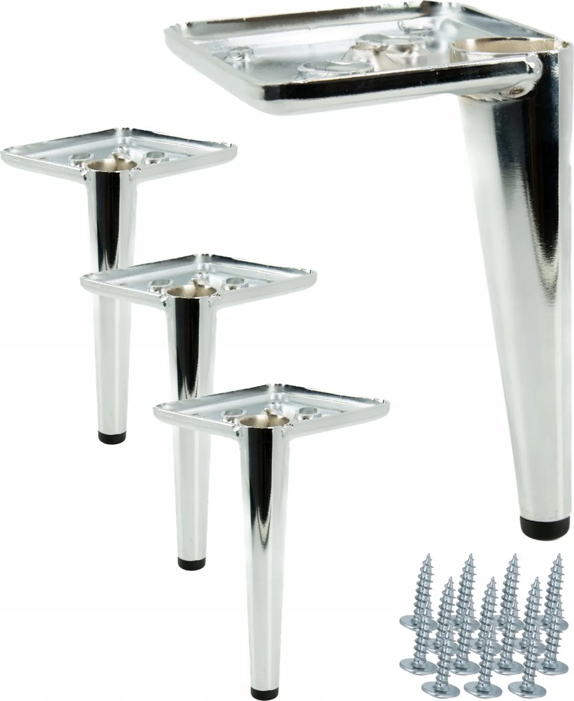 Szett 4 db bútorláb Tű ezüst króm, magasság 15 cm