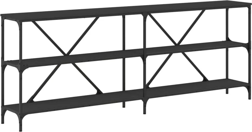 vidaXL fekete szerelt fa és vas tálalóasztal 200x30x75 cm