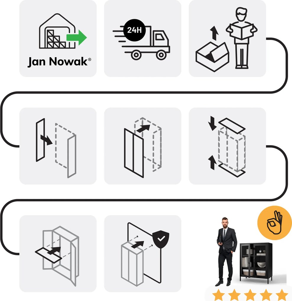 GINA Modern fekete alacsony üveges vitrin 800 x 1015 x 400 mm