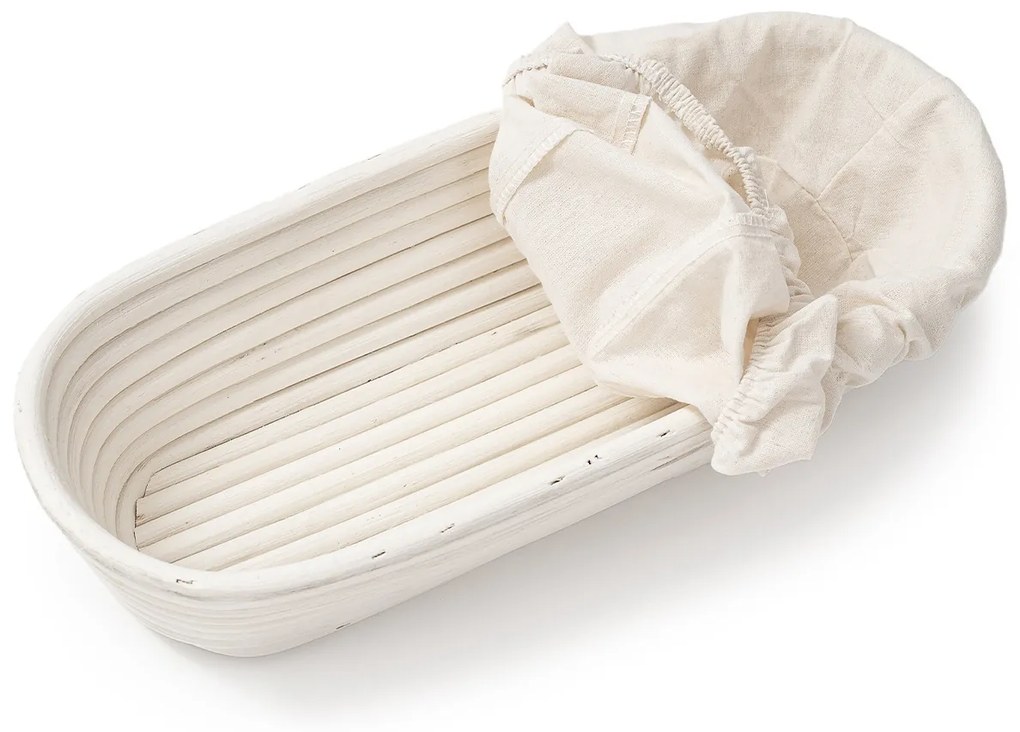 HOME ELEMENTS Ovális kosár szövetbetéttel, 35 x 14 x 7,5 cm, L