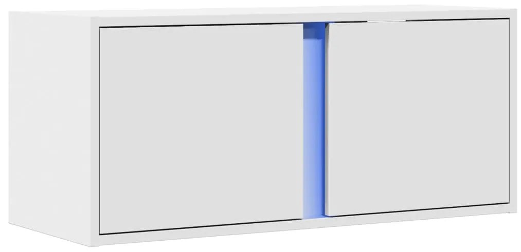 fehér falra szerelhető TV-szekrény LED-lámpákkal 80x31x35 cm