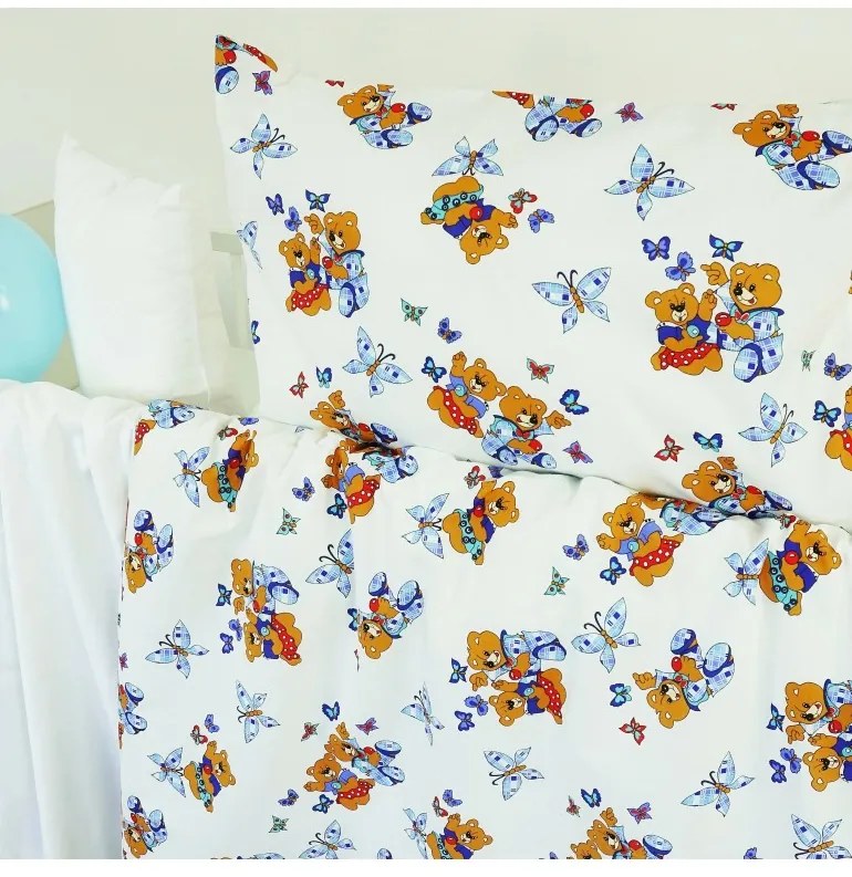 EMI medvés fehér gyerek ágyneműhuzat, Paplan 140x200