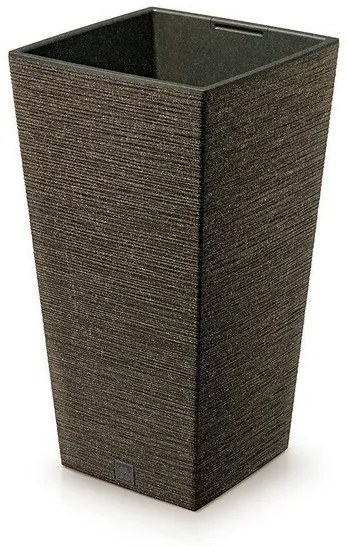 FURU SQUARE ECO WOOD virágtartó betéttel 24 cm, sötétbarna, S