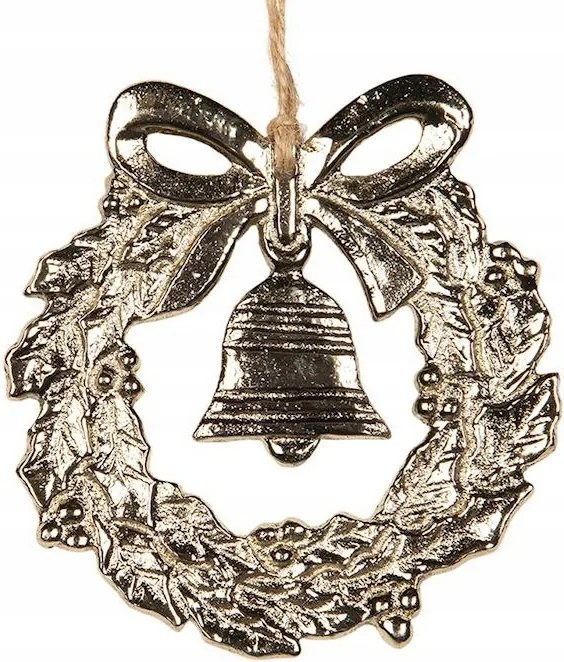 Bomba Karácsonyfa Medál Fém Arany Karácsonyi Csengő Karácsonyfára 9cm