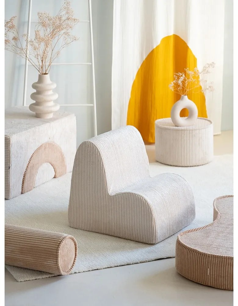 Krémszínű kordbársony gyerek fotel Cloud – Wigiwama