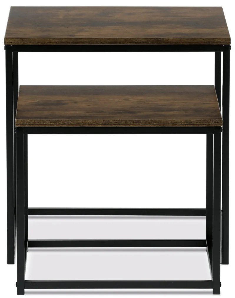 Set măsuță de cafea din 2 bucăți, MDF, decor stejar salbatic, cadru metalic