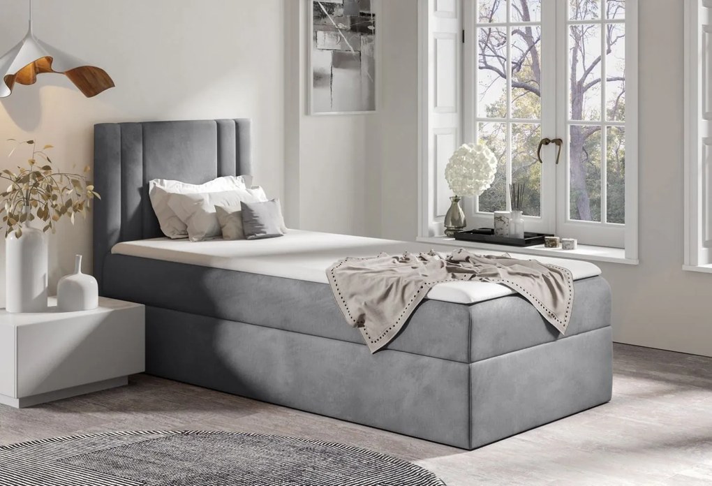 CELESTA MINI boxspring ágy - 90x200, szürke + INGYENES topper