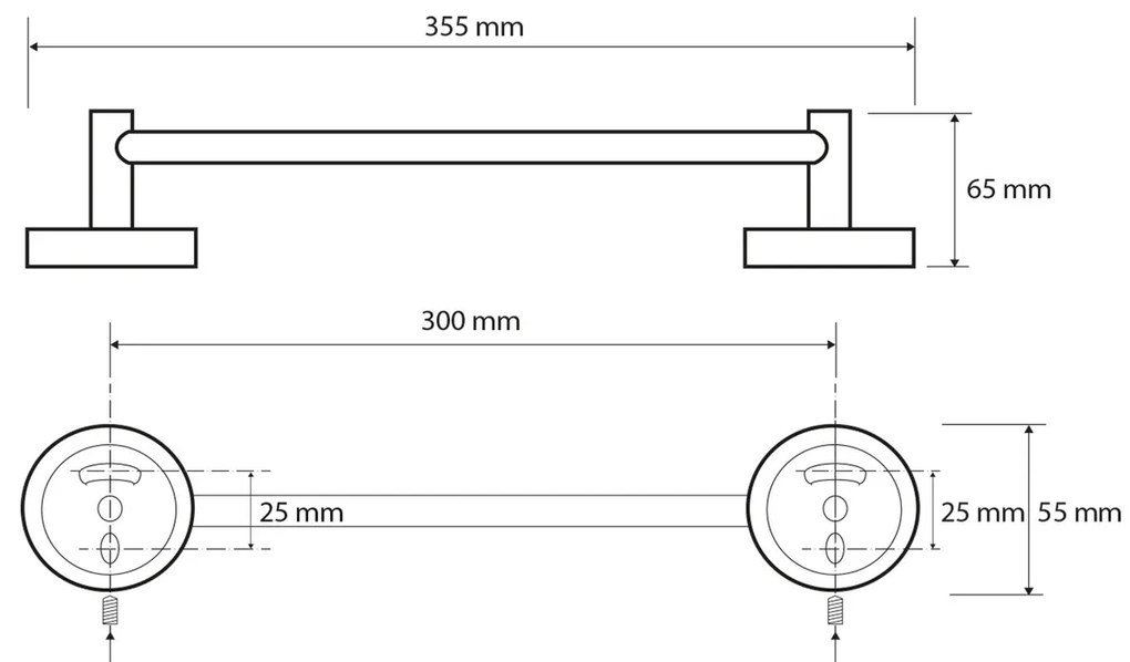 SAPHO XR406 X-Round E törülközőtartó 35 cm, ezüst
