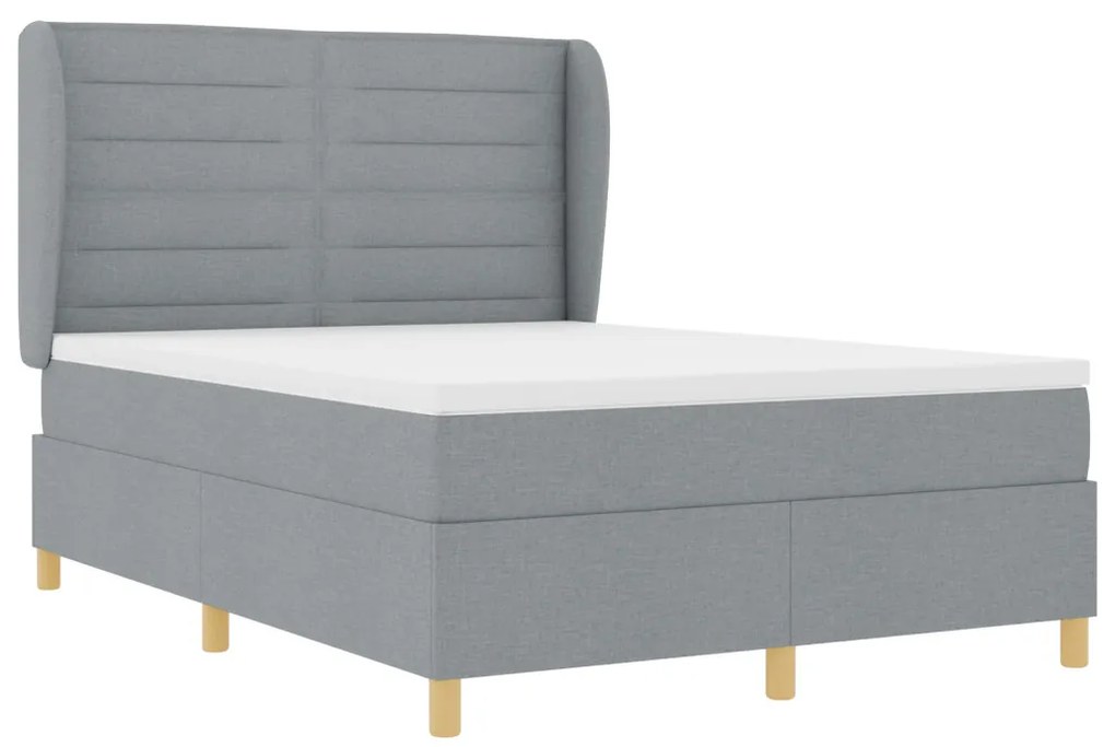Boxspring Ágy Matracot Tartalmazó Világosszürke 140x200 cm Szövet