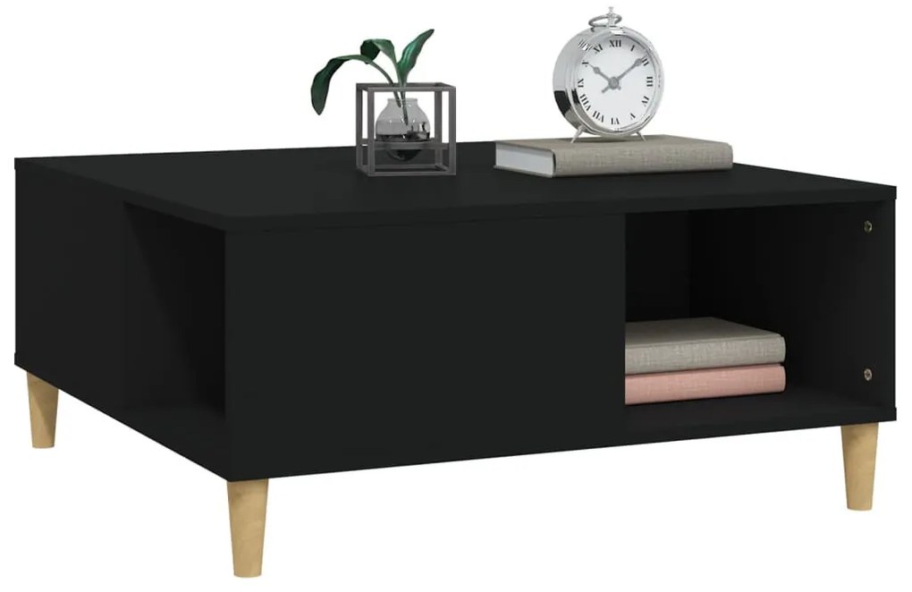 Fekete szerelt fa dohányzóasztal 80x80x36,5 cm