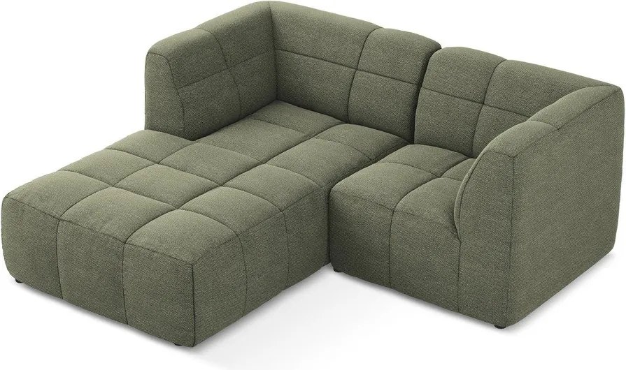 Zöld buklé sarokkanapé (bal oldali-heverő résszel) Aloha – Makamii
