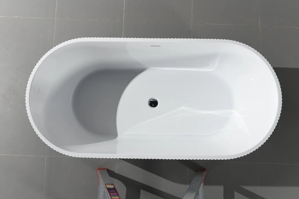 Erga April, szabadon álló kád 170x80 cm + leeresztő csavar, fehér fényes, ERG-April-170080-WH-WH