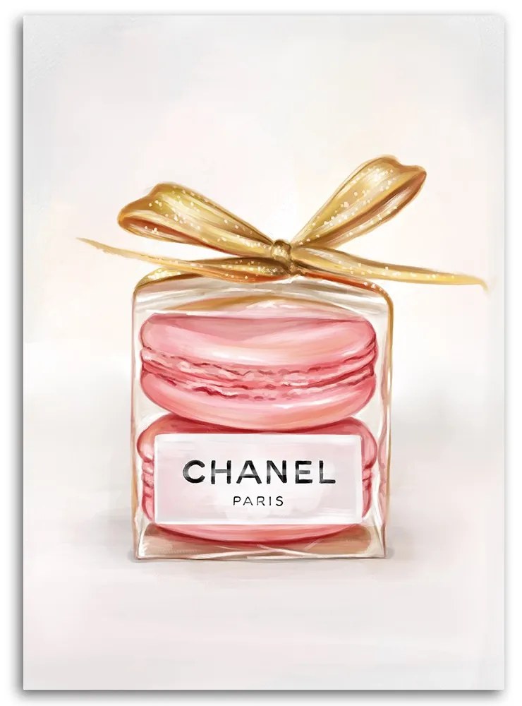 Gario Vászonkép Chanel parfümös üveg és macarons Méret: 70 x 100 cm
