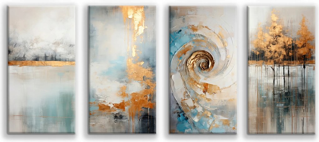 Vászonképek a hálószoba nappalijába Absztrakt arany csillogó fák