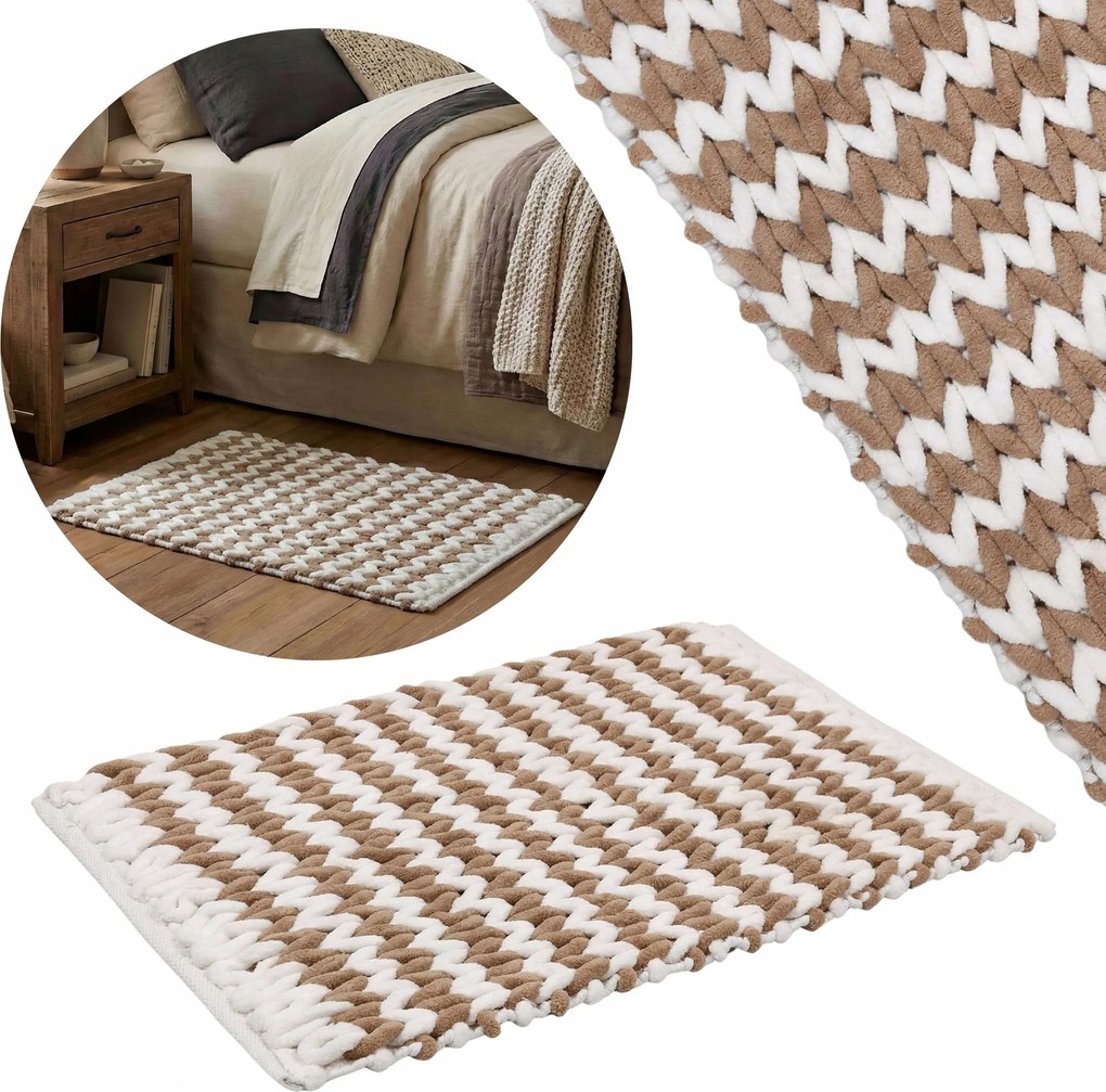 Barna Hálószobaszőnyeg Fonott 50x80 cm Plüss mikroszálas