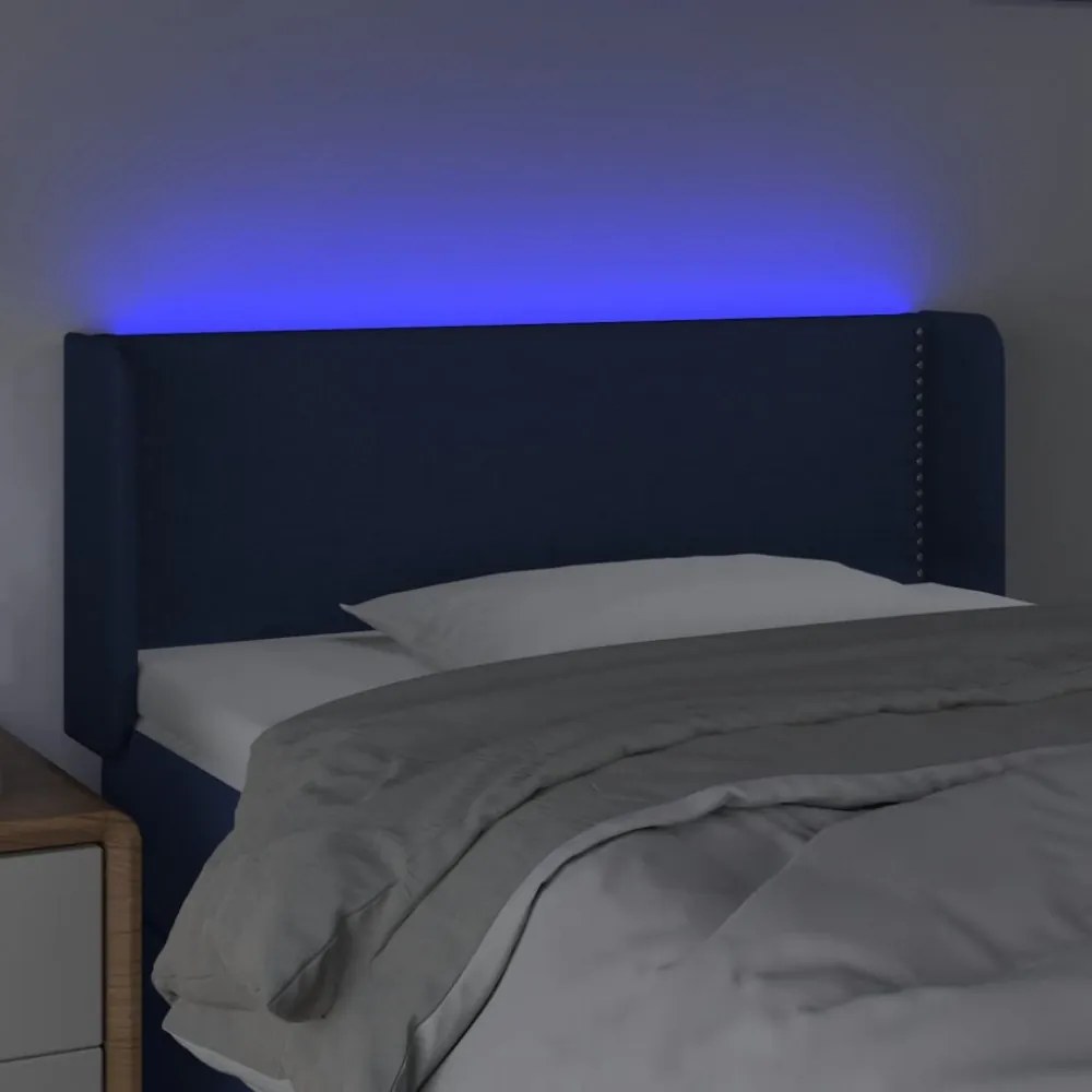 kék szövet LED-es fejtámla 83 x 16 x 78/88 cm