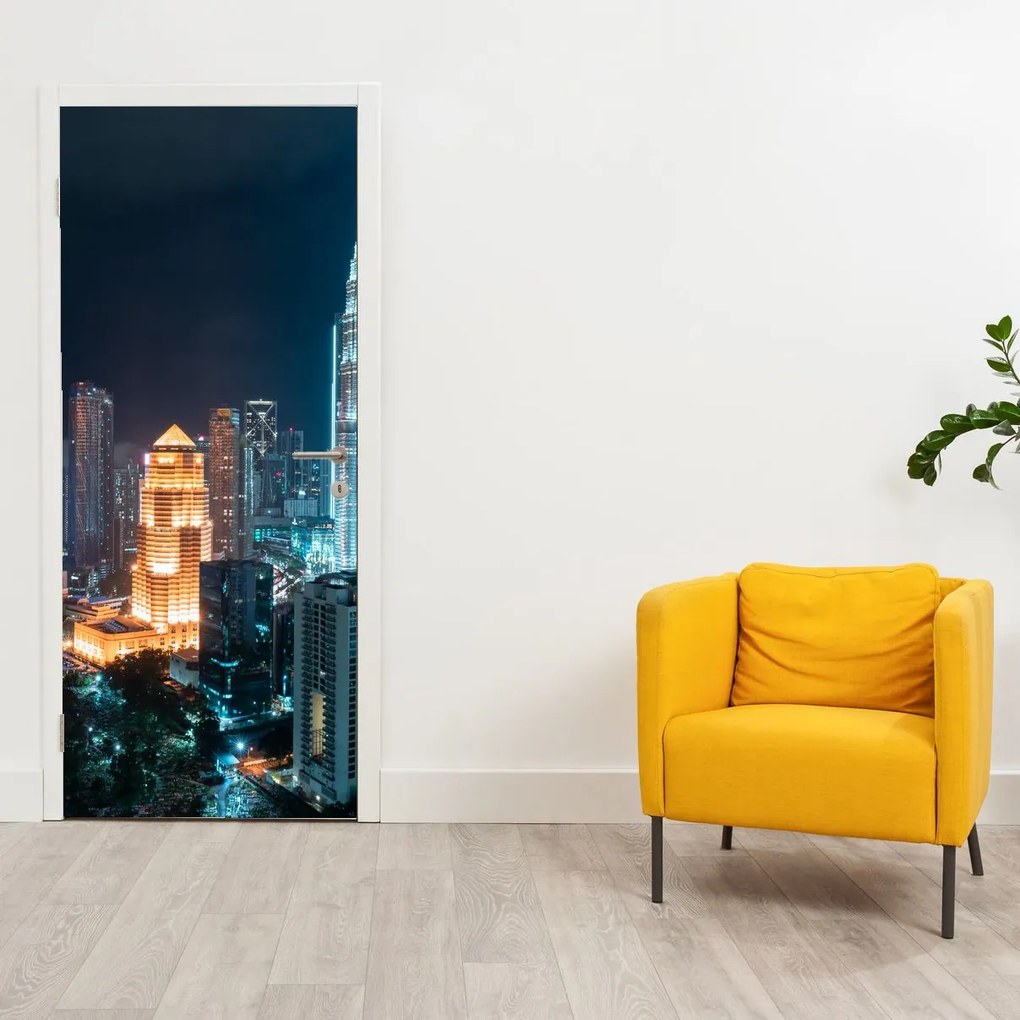 Fotótapéta ajtóra - Éjszaka Kuala Lumpurban (95x205cm)