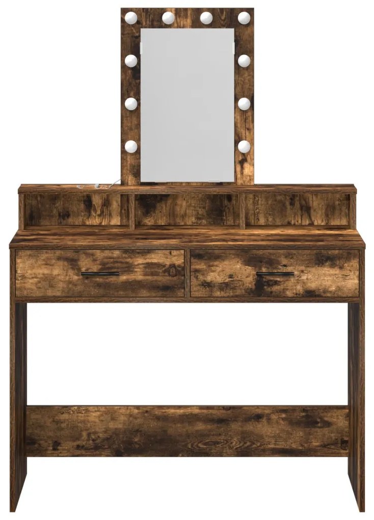 Fésülködőasztal LED világítással Füstölt tölgy 100x41x140 cm