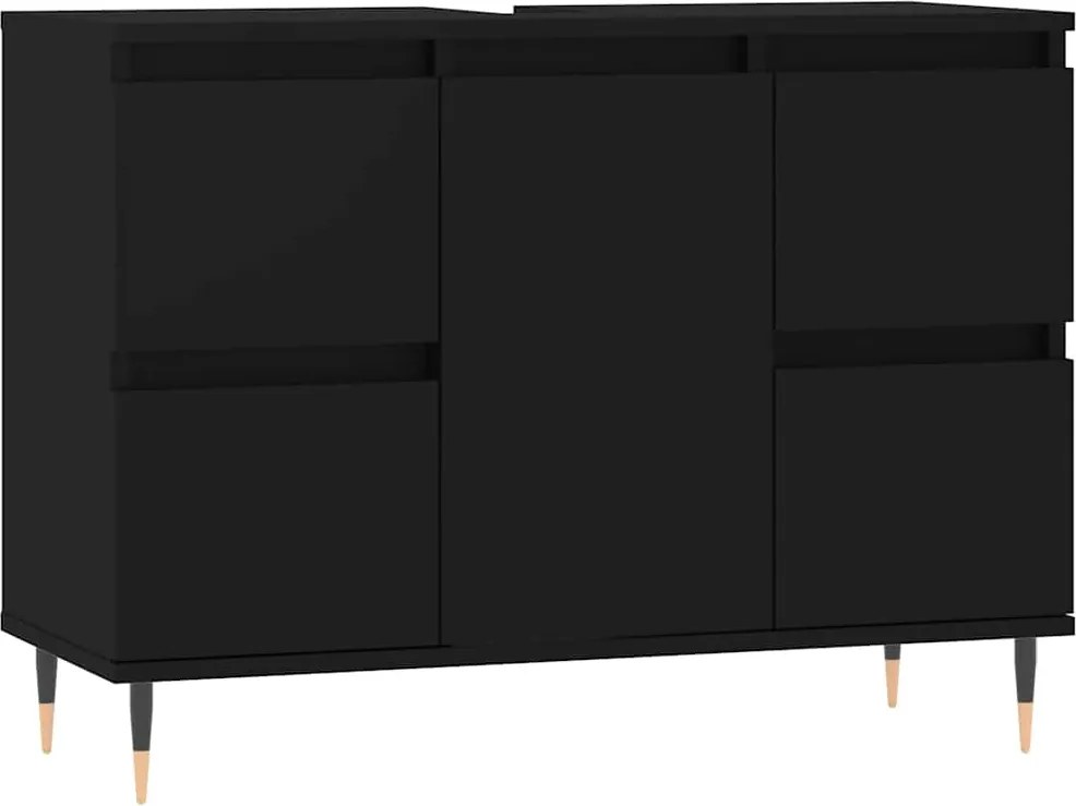 vidaXL fekete szerelt fa mosdószekrény 80 x 33 x 60 cm