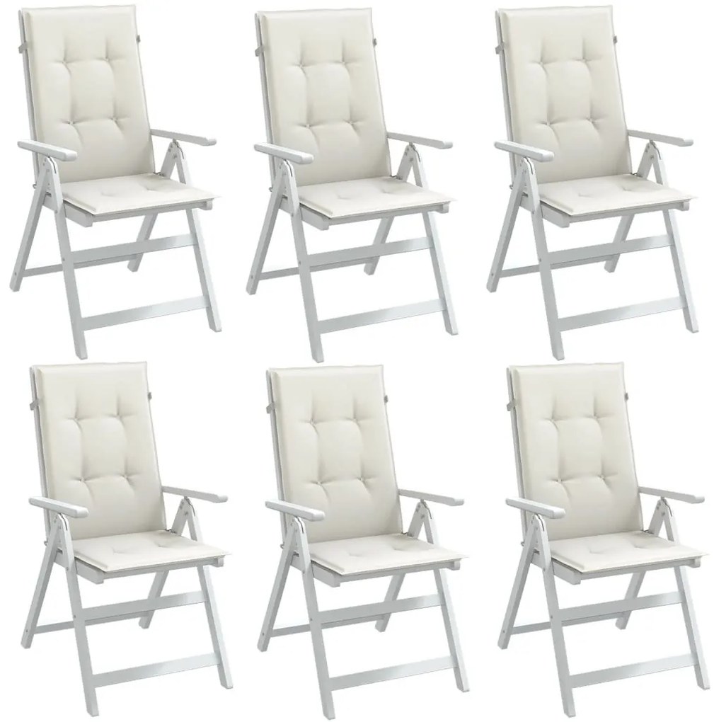 6 db krémszínű szövet magas háttámlájú székpárna 120x50x4 cm