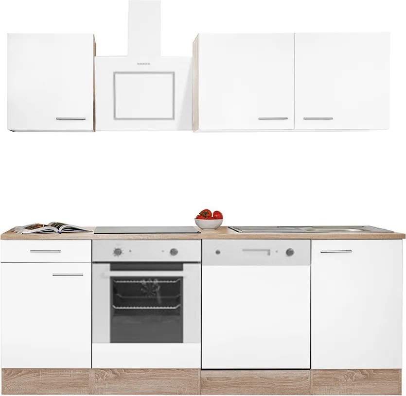 Yorki 220 konyhabútor sonoma tölgy korpusz,selyemfényű fehér fronttal alsó sütős elemmel