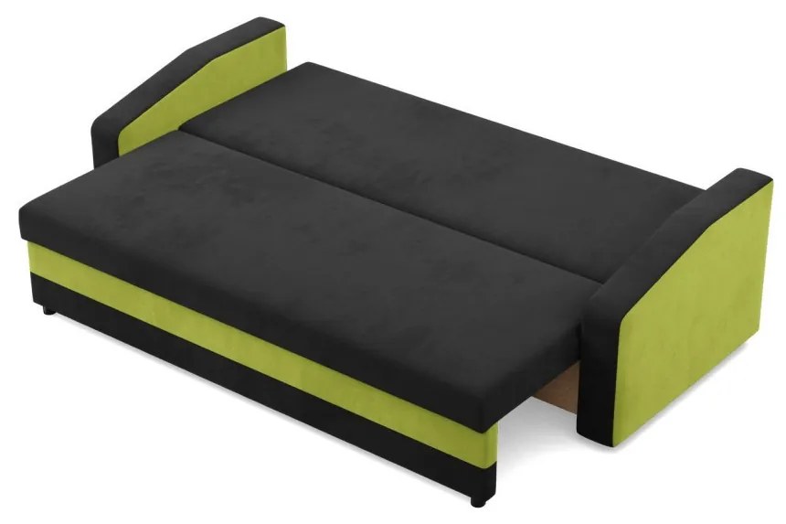 Hewlet kanapéágy, szövet anyag, hab töltet, fekete - zöld