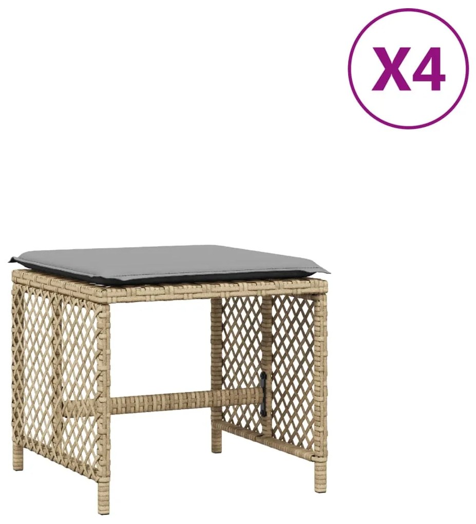 vidaXL 4 db vegyes bézs polyrattan kerti szék párnával 41 x 41 x 36 cm