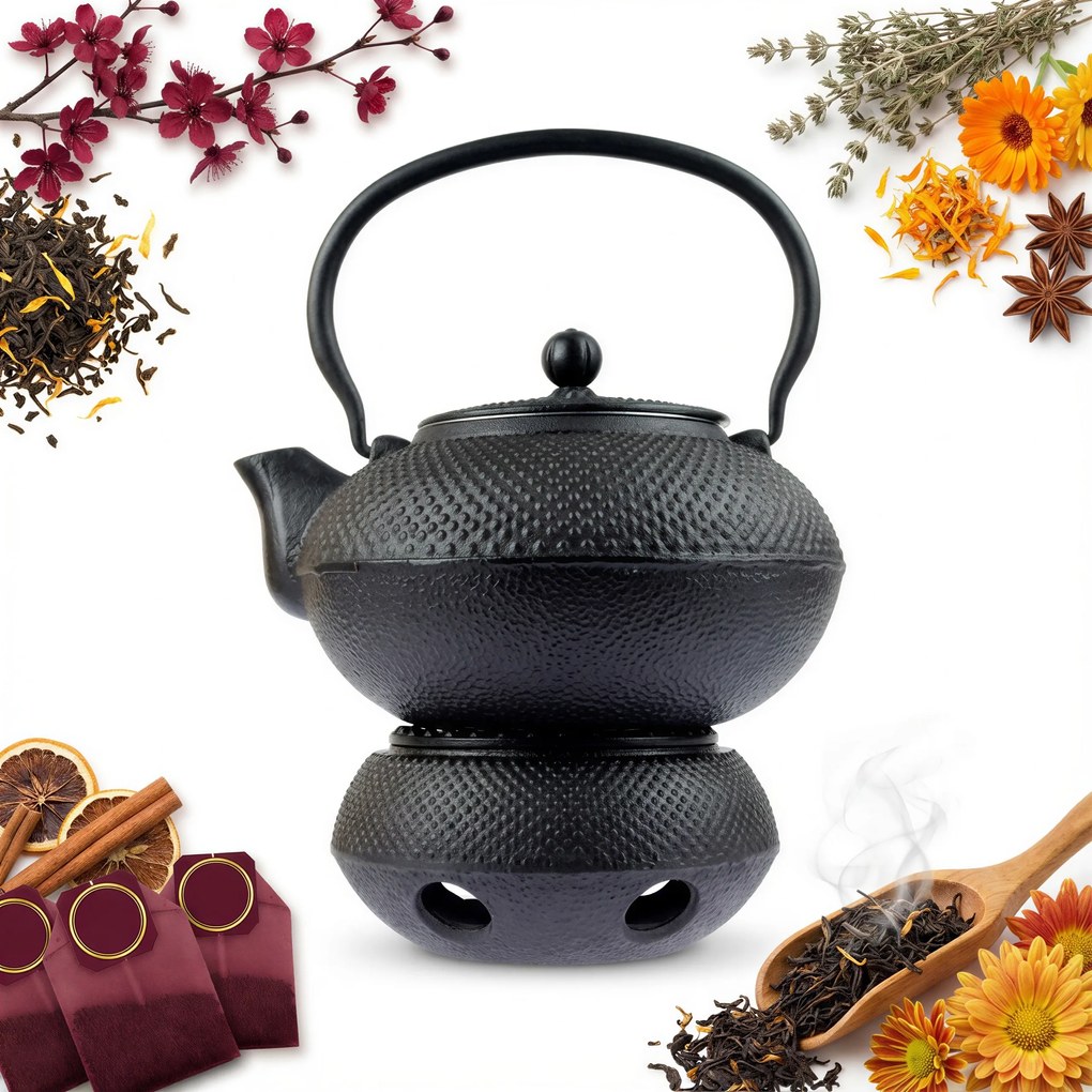 Teáskanna Öntöttvas Teás- És Gyógynövényes Teafőző 1,5 L Melegítővel