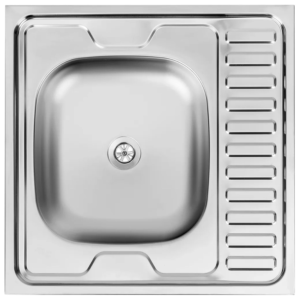 Kuchinox 60, 1 rekeszes rozsdamentes mosogató rövid leeresztővel 600x600x160 mm, acél, LAV-SK6_013T