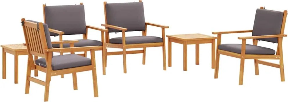 vidaXL Kerti Kanapé Szett 6 pcs Barna Tömör Akácfa