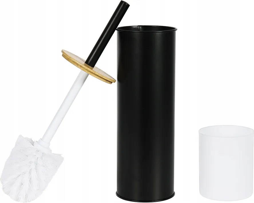 Fekete Wc-kefe Bambuszfa Nyéllel, Rozsdamentes Acél, Matt, Tartós