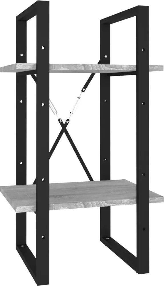 vidaXL 2 szintes szürke sonoma szerelt fa könyvszekrény 40x30x70 cm