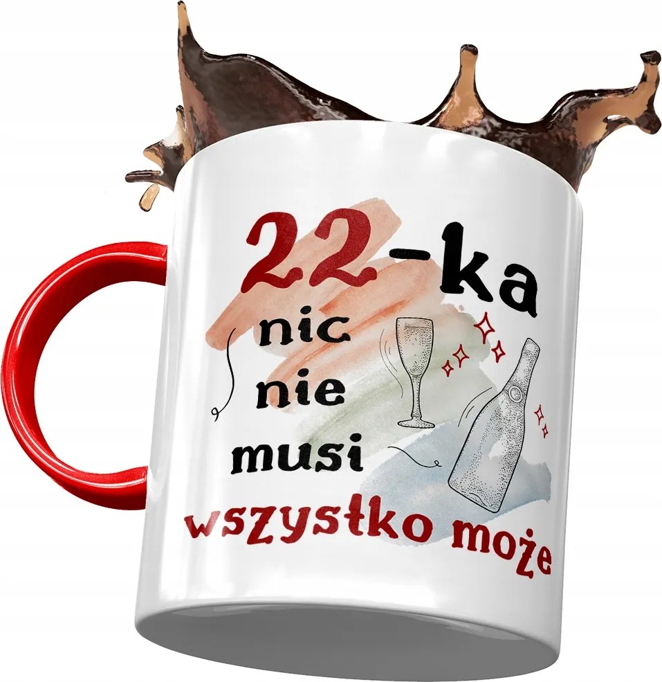 Piros Bögre Születésnapra 22 22. 22. Ajándék Nyomtatott Fotóval