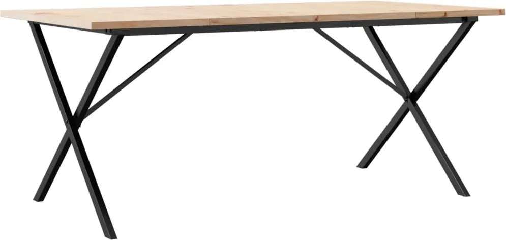 vidaXL tömör fenyőfa és acél étkezőasztal X-vázzal 180x90x75,5 cm
