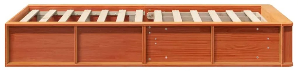 Ágykeret tárolóval Viaszbarna 90 x 190 cm Tömör fa