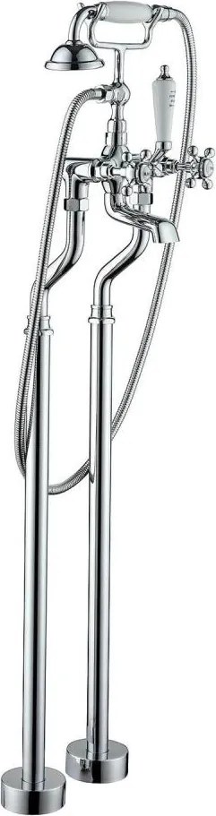 Szabadon álló fürdőkád-készlet csapteleppel, 106,3 cm, fényes króm