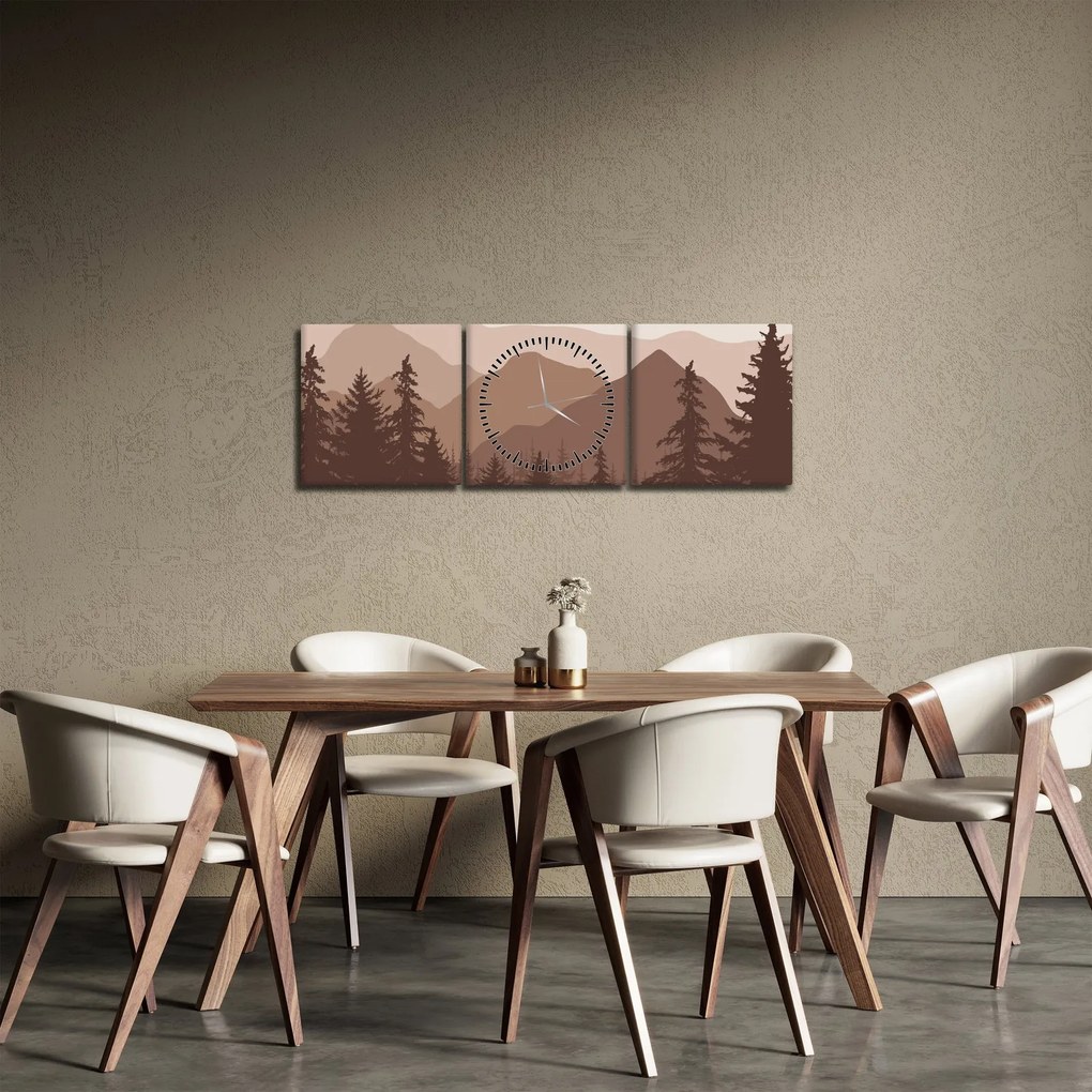 Kép - Barna hegyek N⁰2 (órával) (90x30 cm)