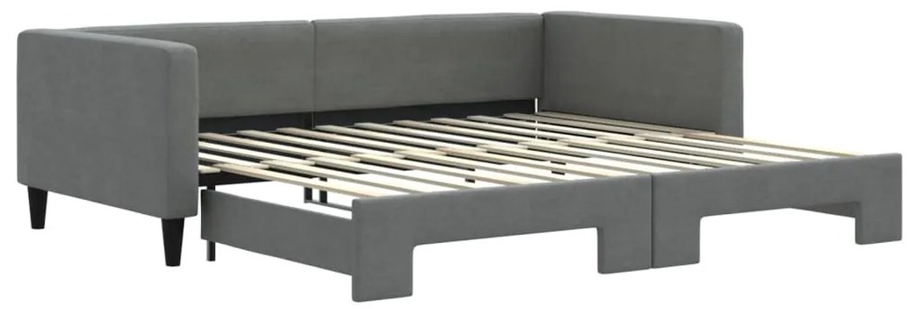 sötétszürke kihúzható szövet heverő 100 x 200 cm