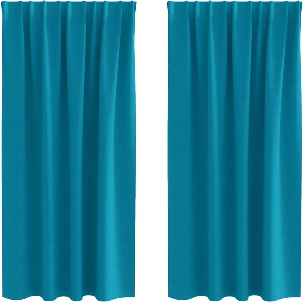 vidaXL Fekete Függöny Gyűrűkkel 2 pcs Türkiz 175 x 140 cm Poliészter