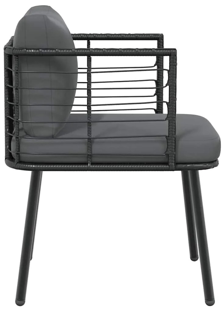 fekete polyrattan kerti szék párnákkal