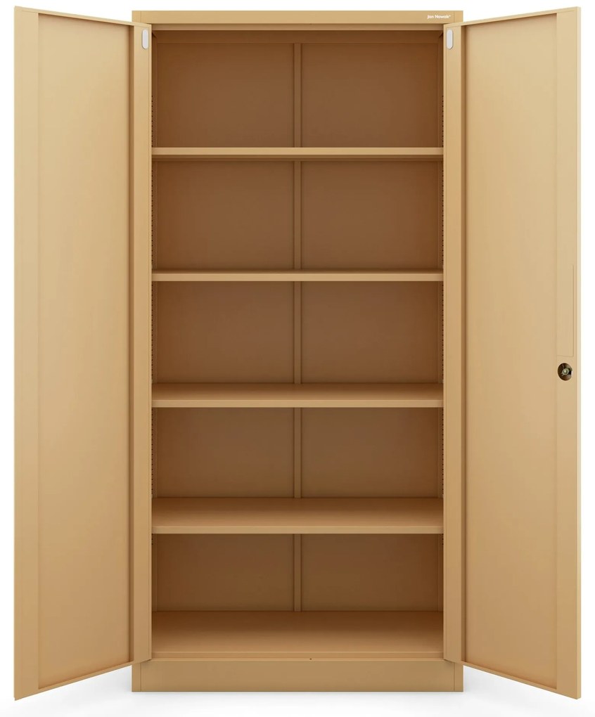 Zárható irodai szekrény JAN, 900 x 1850 x 400 mm, Fresh Style: bézs