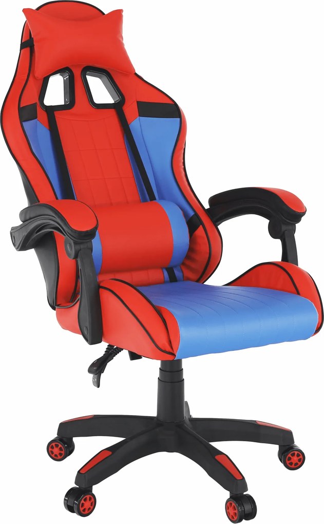 Irodai/gamer szék, kék/piros, SPIDEX NEW
