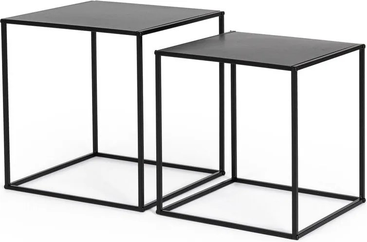 Fekete fém dohányzóasztal szett 2 db-os 38x38 cm Alrik – Yes Everyday