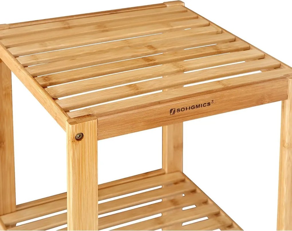 Bambusz polc fürdőszobába, konyhába, 5 szintes 33x33x146cm