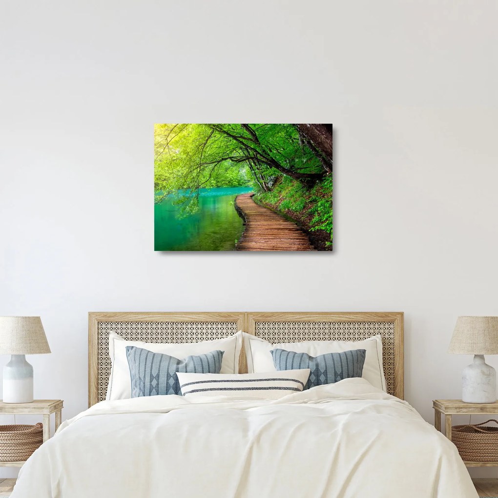 Üveg kép - Plitvicei-tavak (70x50 cm)