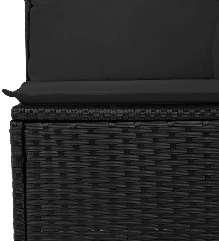 Kerti Kanapé Szett 6 Darabos Fekete Műanyag Rattan, Szövet, Acél