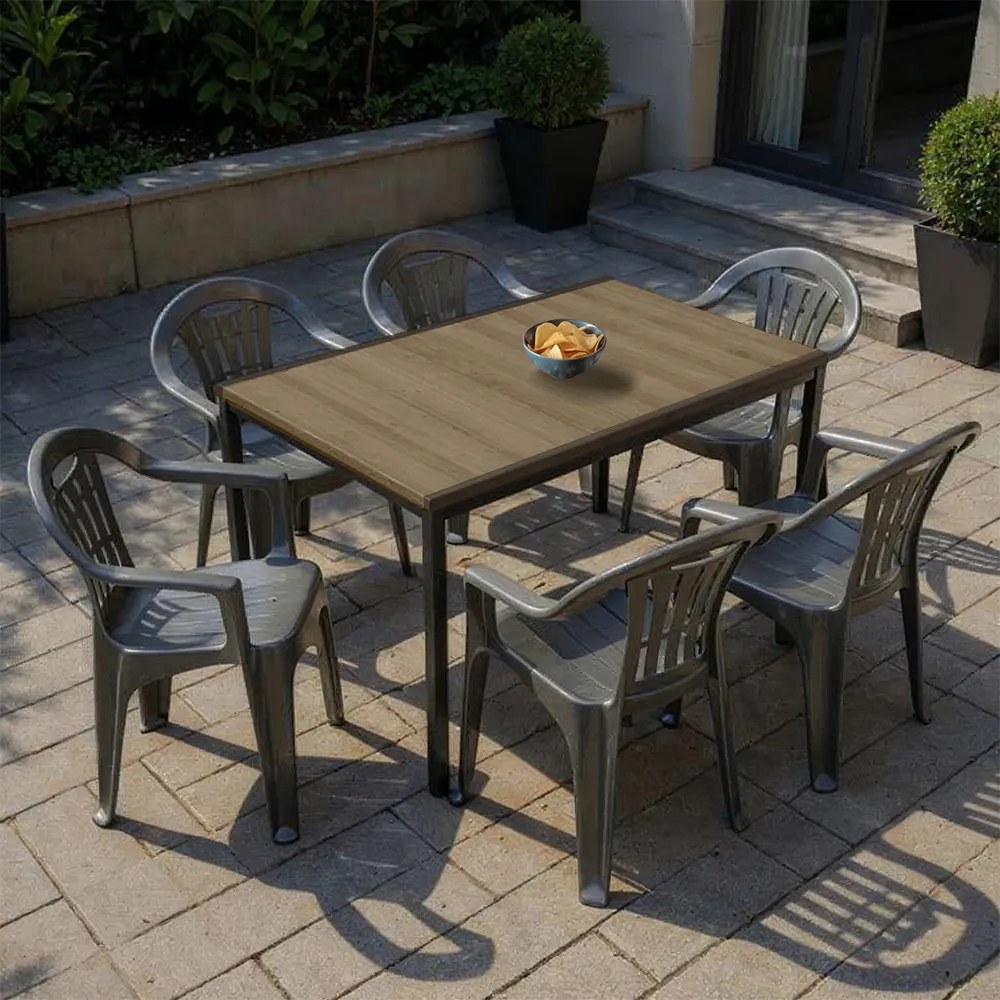 Rowen 6+1 kerti bútor garnitúra szett kőris-grafit