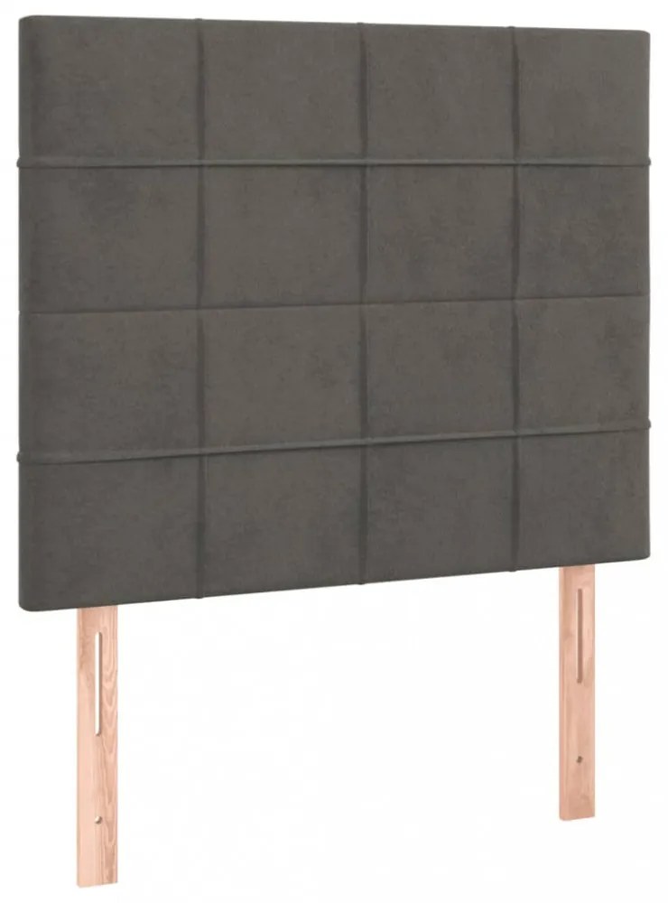 sötétszürke bársony LED-es fejtámla 100x5x118/128 cm