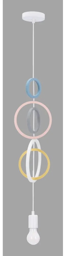 Fehér-rózsaszín gyerek függőlámpa fém búrával Single – Candellux Lighting